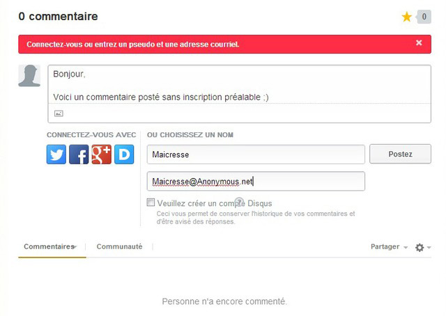 Commentaire Disqus anonyme