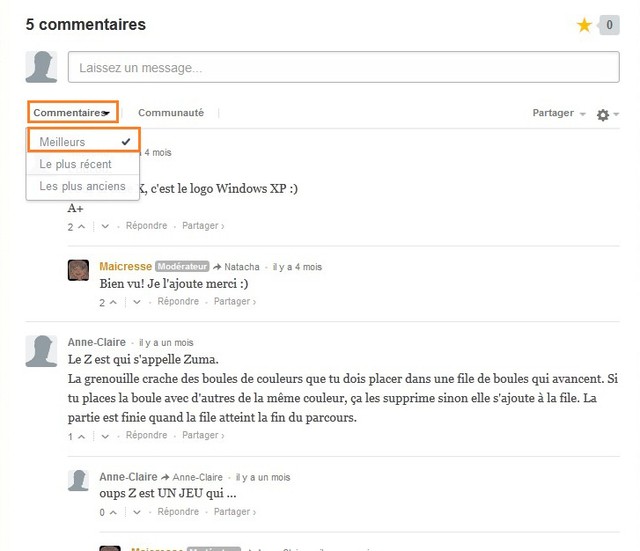 Classement commentaire Disqus