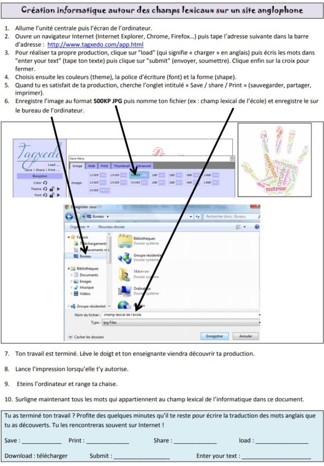 Création informatique autour des champs lexicaux sur un site anglophone