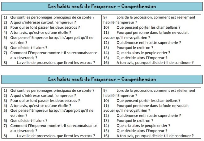 Les habits neufs de l'empereur - compréhension